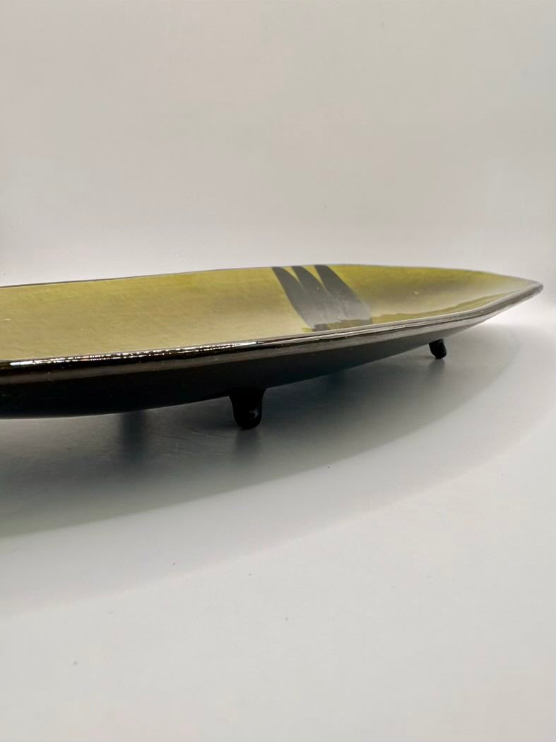 Studio Art Pottery Dish on a white paper