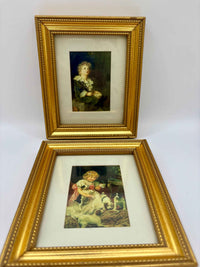 Set of 2 Vintage Gold Gilt Frame Hans Volkmann Art Print