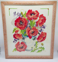 Hand Made POPPIES Cross Stitch | Home Decoration