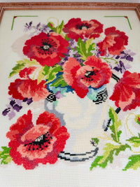 Hand Made POPPIES Cross Stitch | Home Decoration