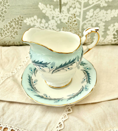 Paragon White & Blue Floral Creamer And Saucer1