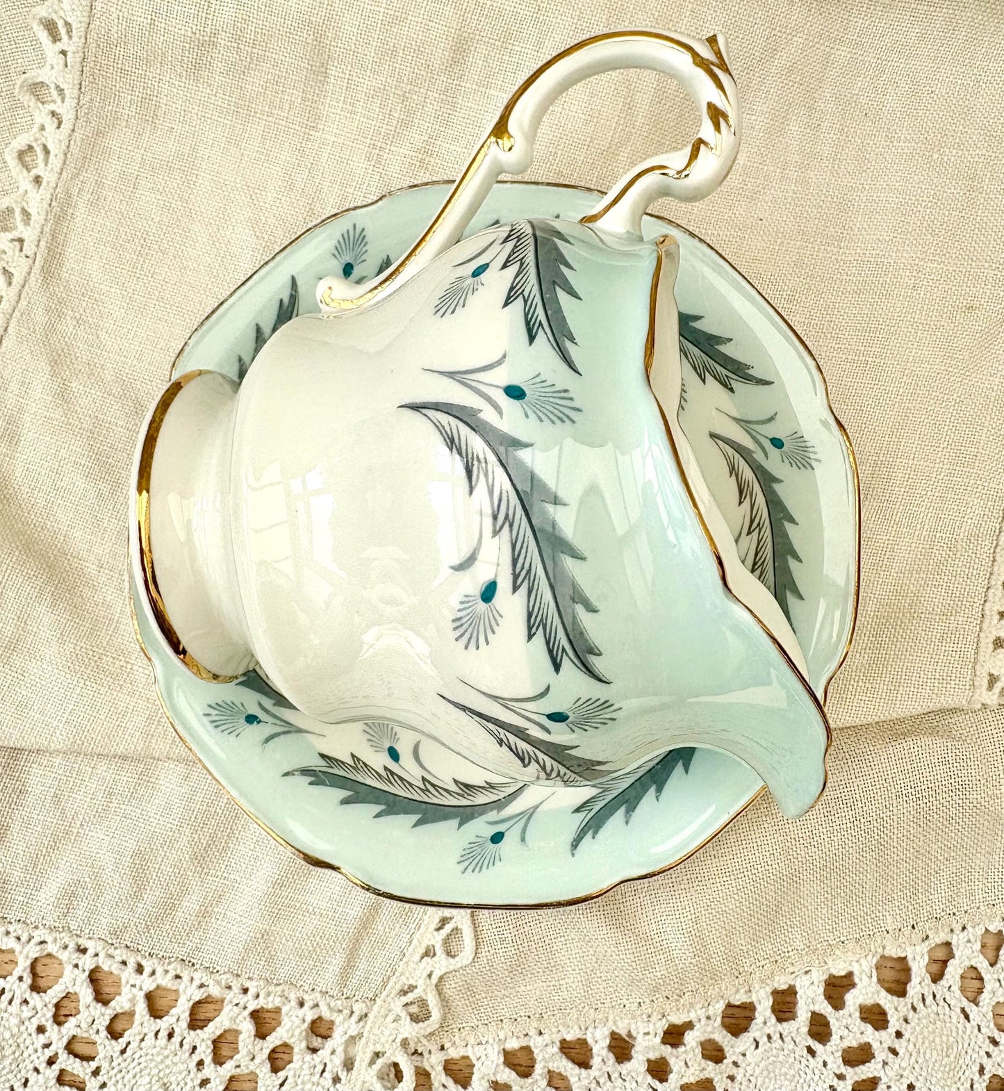 Paragon White & Blue Floral Creamer And Saucer4
