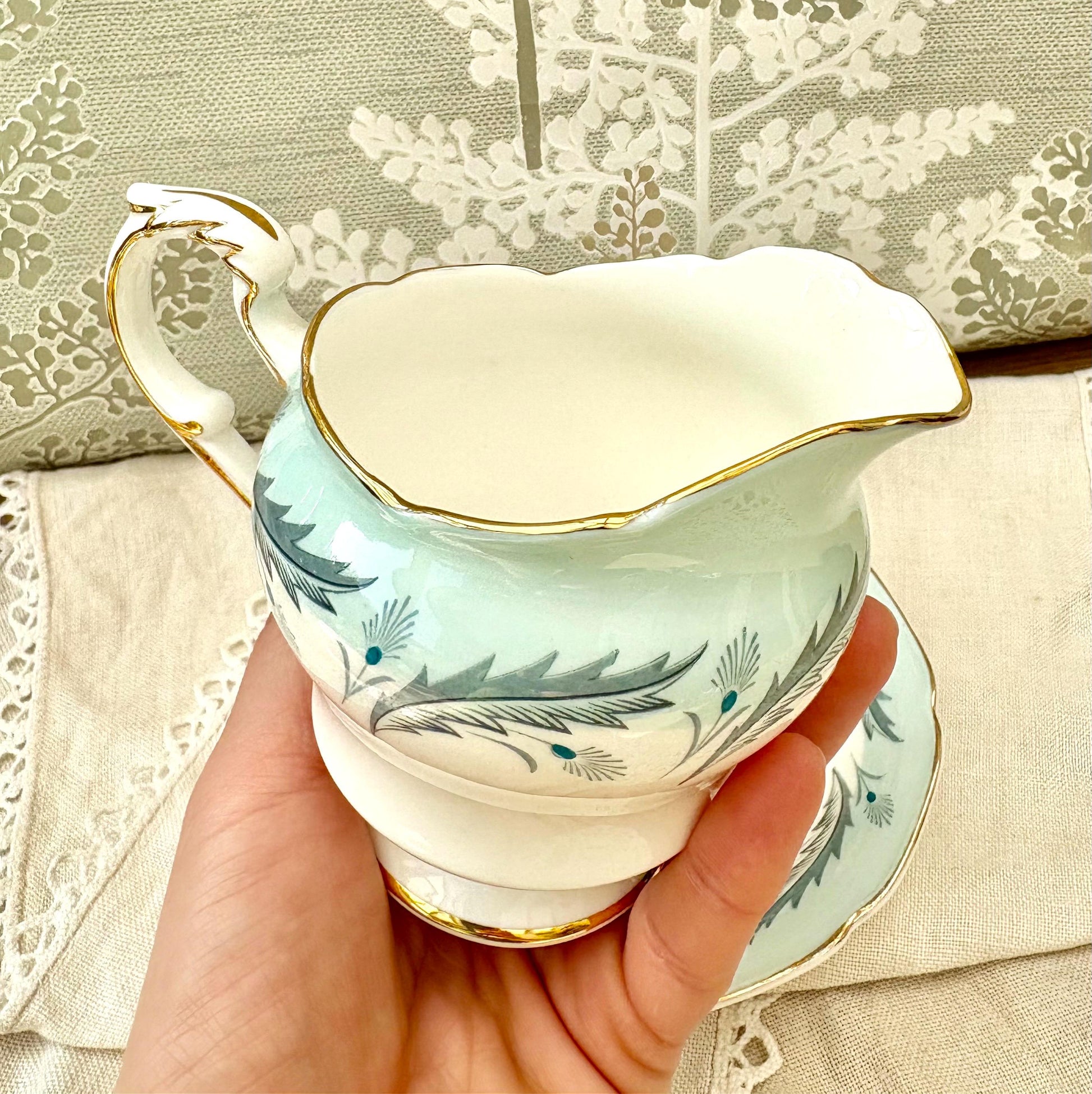 Paragon White & Blue Floral Creamer And Saucer5