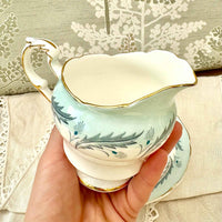 Paragon White & Blue Floral Creamer And Saucer