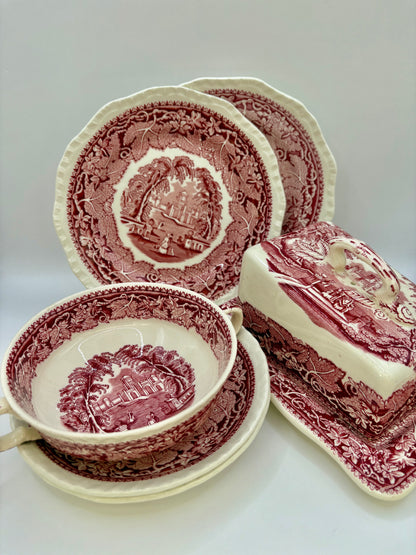 Rare Antique Mason's Pink Vista Ironstone1