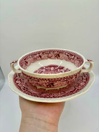 Rare Antique Mason's Pink Vista Ironstone – Elegant Red Dish