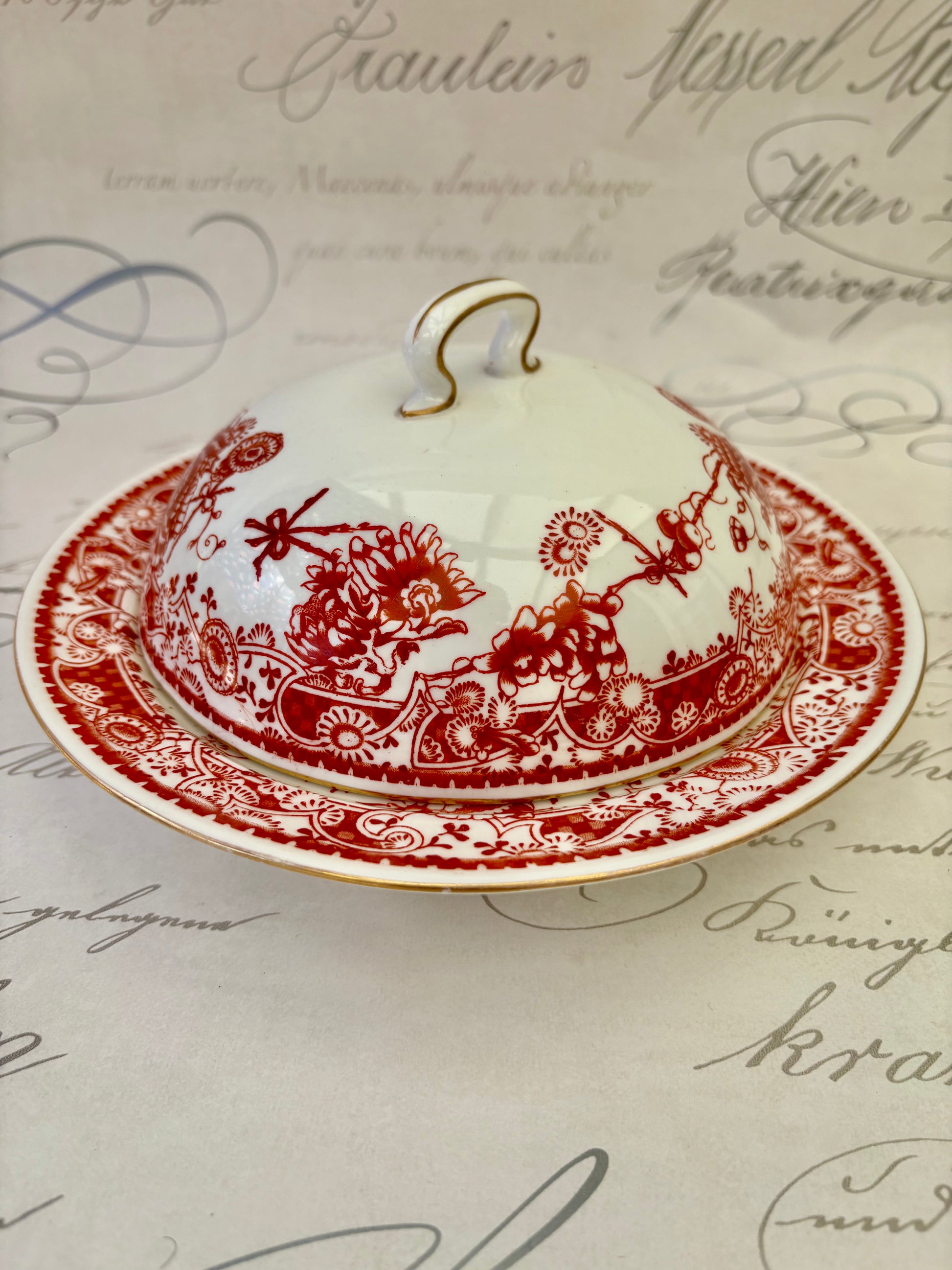 Red Butter Dish From Royal Crown Derby 1
