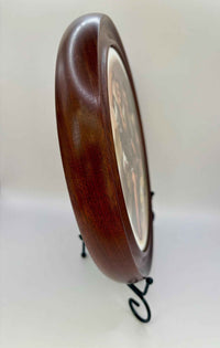 Round porcelain Plaque by Murillo Boys with wooden frame