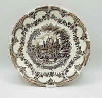 Vintage Set Of 4 Small Plates With Brown Print By Staffordshire ENGLAND IRONSTONE