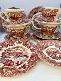 Vintage Set Of English Ironstone Tableware Brown And Beige