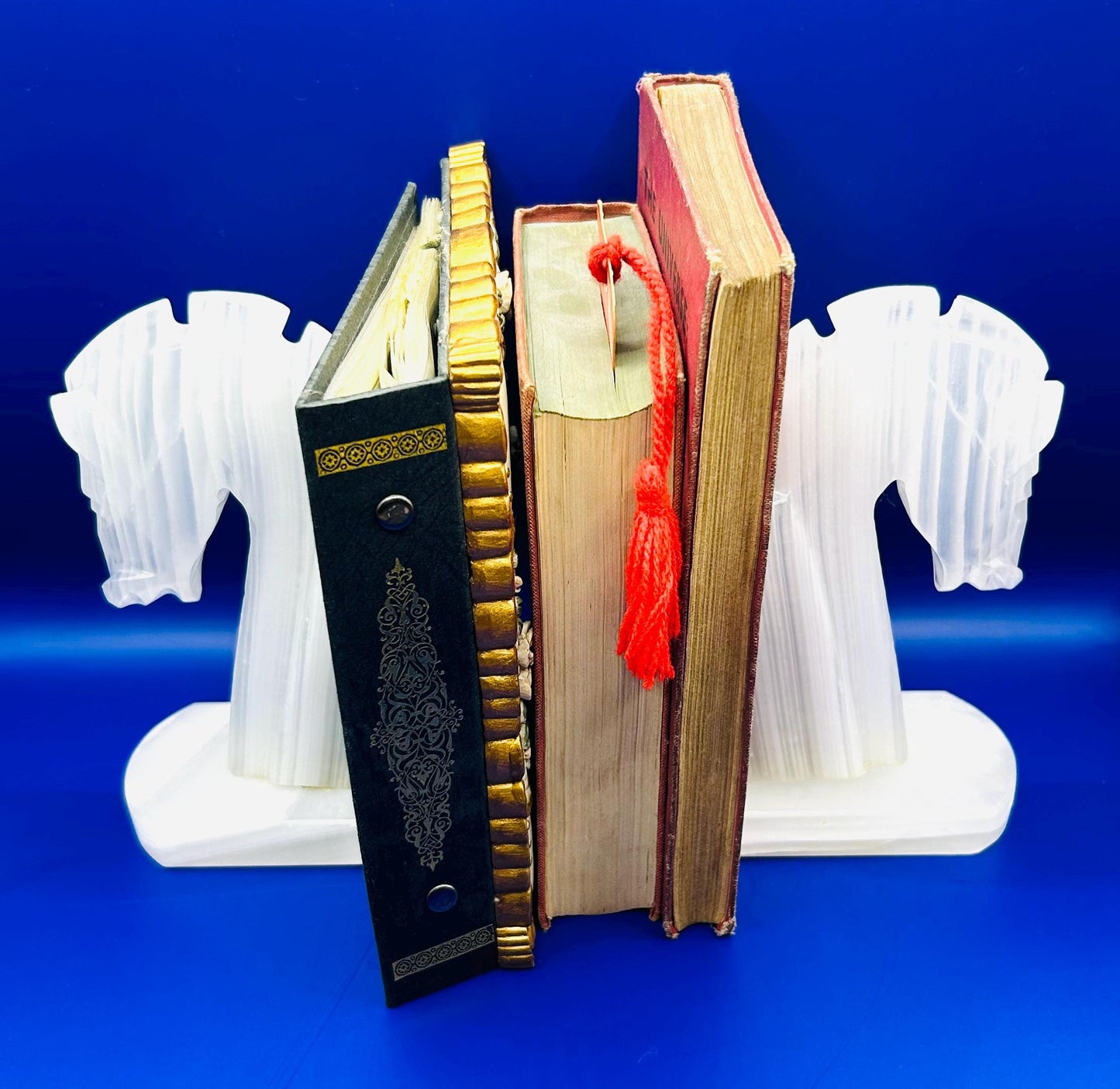 Set Of Onyx Marble Carved Horse Head Bookends1