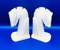 Vintage Set Of Onyx Marble Carved Horse Head Bookends