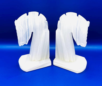 Set Of Onyx Marble Carved Horse Head Bookends2