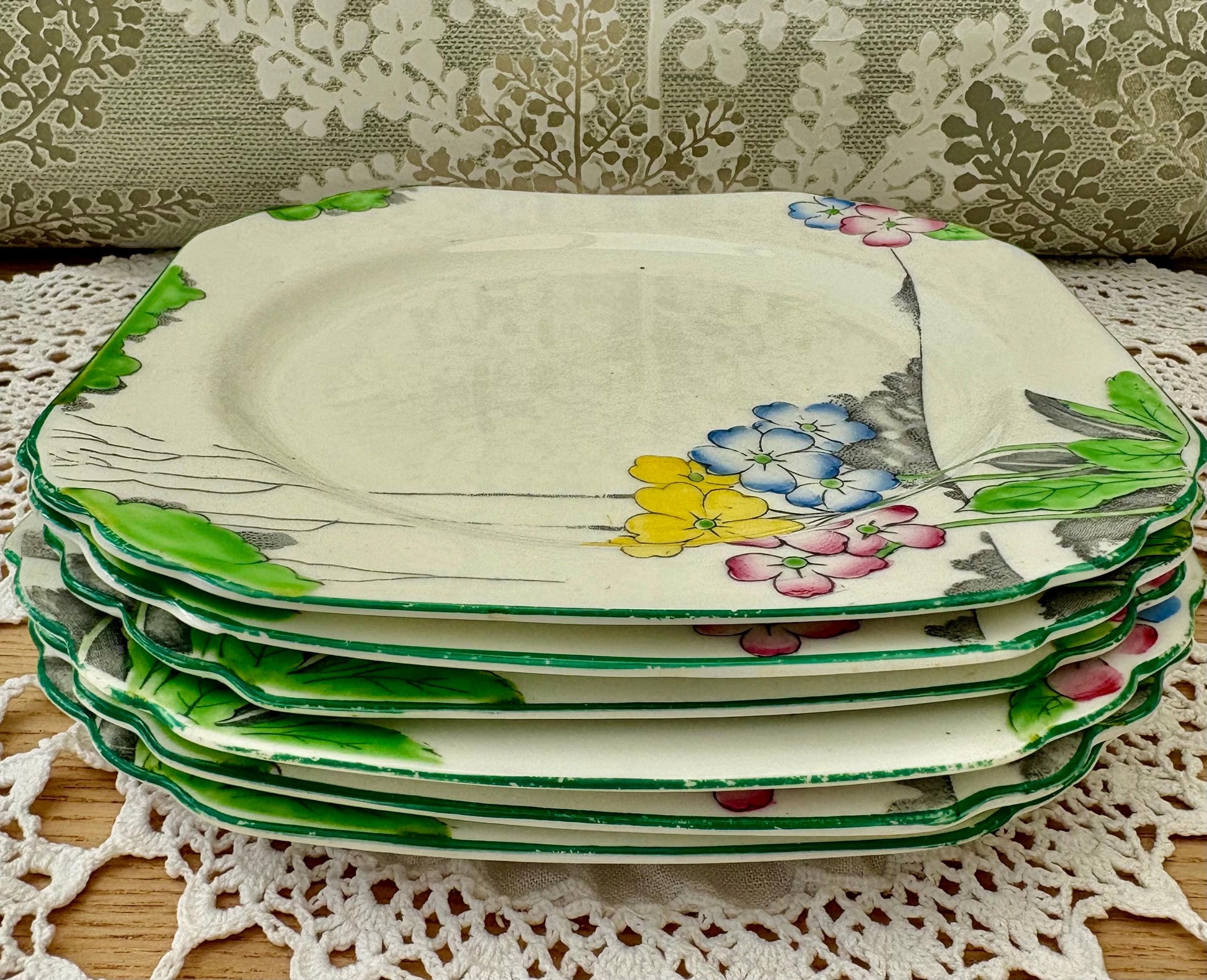 Set of 6 Hand Painted Tea Set Cake Plates4