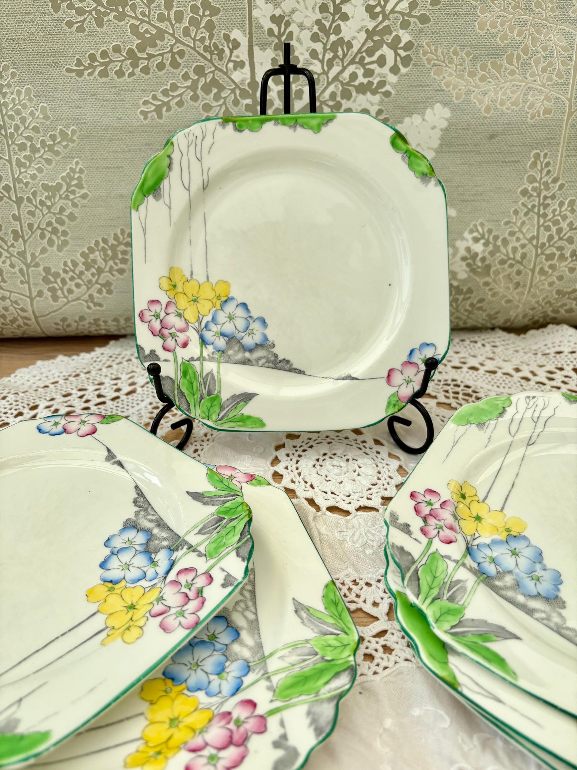 Set of 6 Hand Painted Tea Set Cake Plates1