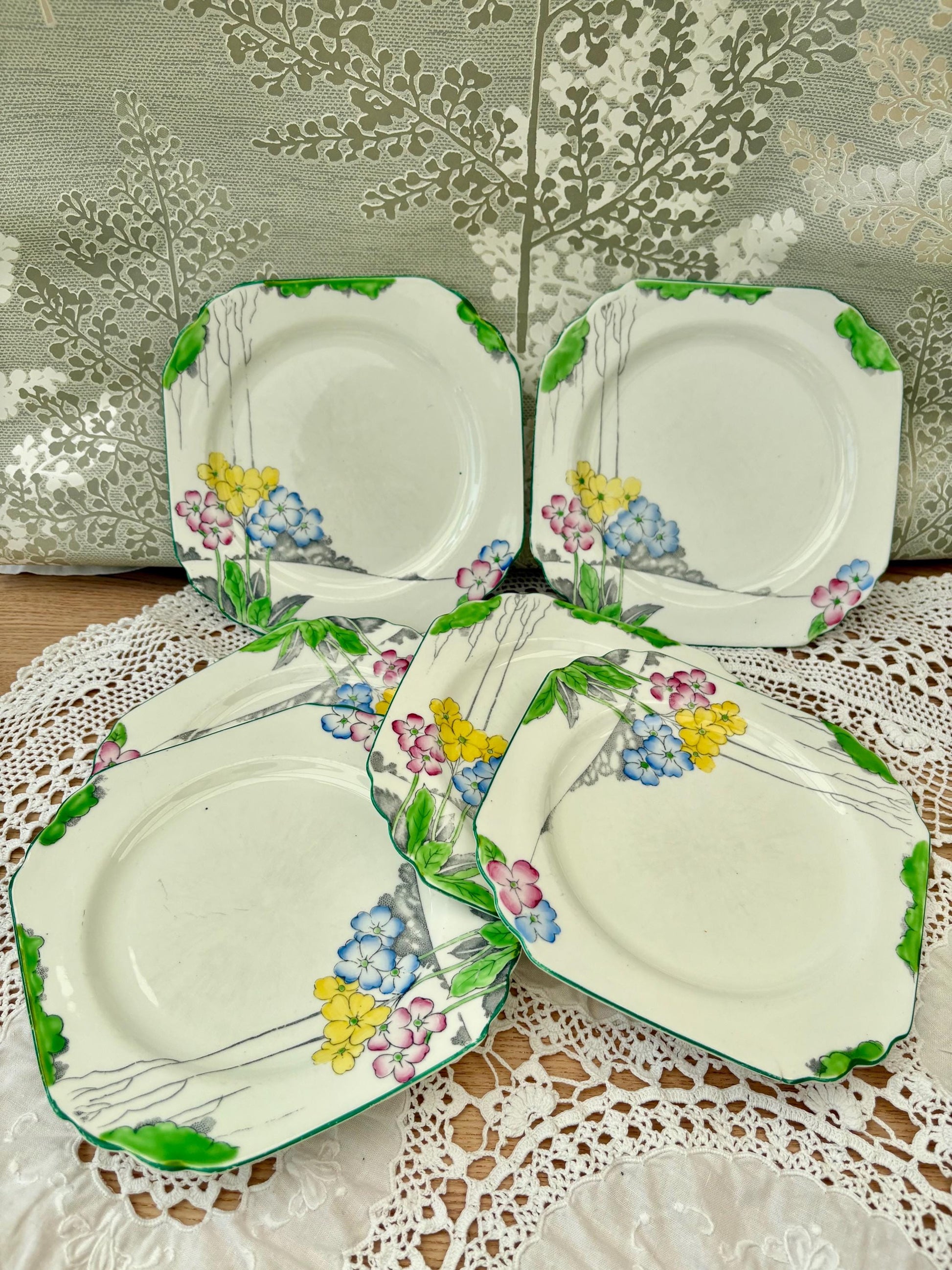 Set of 6 Hand Painted Tea Set Cake Plates2