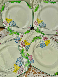 Set of 6 Hand Painted Tea Set Cake Plates | Heathcote Made in England