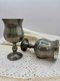 Vintage Set of Two Silver Wine Goblet from Pewter for Wine Lovers