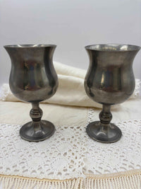 Vintage Set of Two Silver Wine Goblet from Pewter for Wine Lovers