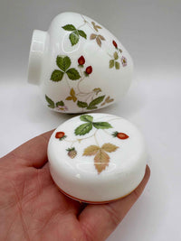 Vintage Ceramic Jar and Small Urn Shaped Vase  With Strawberry Pattern Made By Wedgwood
