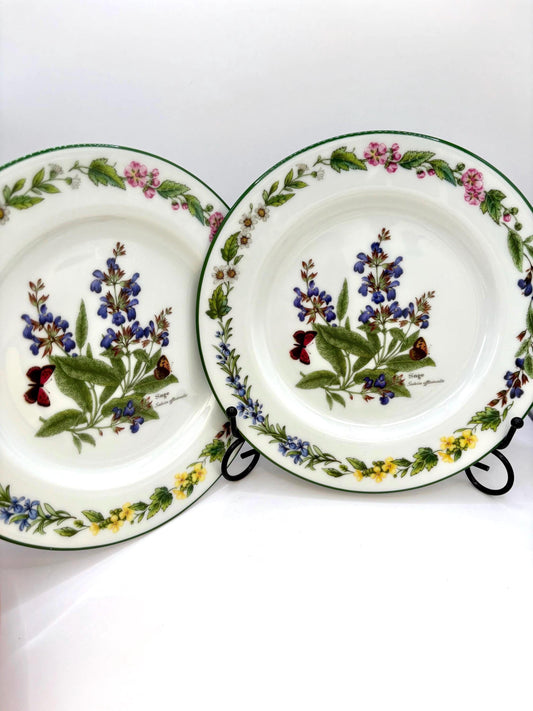 Vintage Plate With Floral Paint And Butterflies By Royal Worcester1