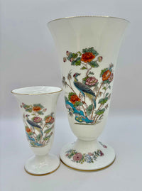 Wedgwood Flowers Vase | Vintage Porcelain Bone China | Kutani Crane pattern