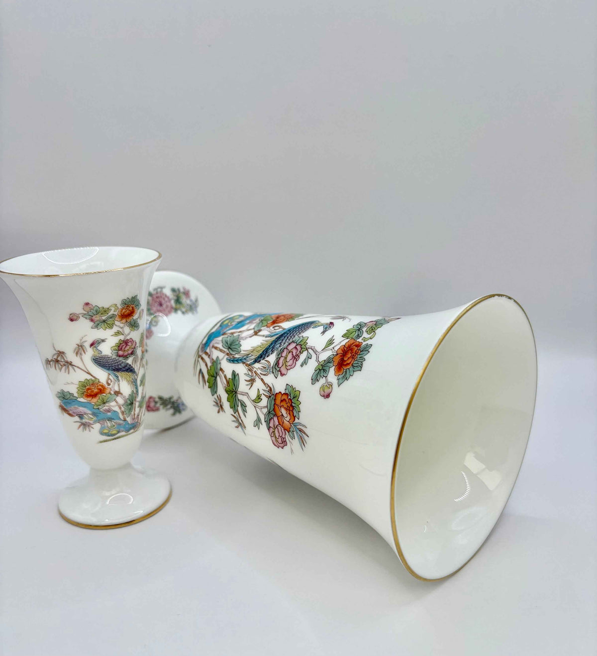 Wedgwood Flowers Vase | Vintage Porcelain Bone China | Kutani Crane pattern