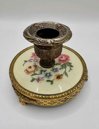 Vintage Pair of embroidered brass candle holders | Regent of London