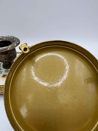 Vintage Pair of embroidered brass candle holders | Regent of London