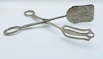 Silver Plated Pastry Tongs, Vintage Flatware And Silverware, Ideal For Cake Serving