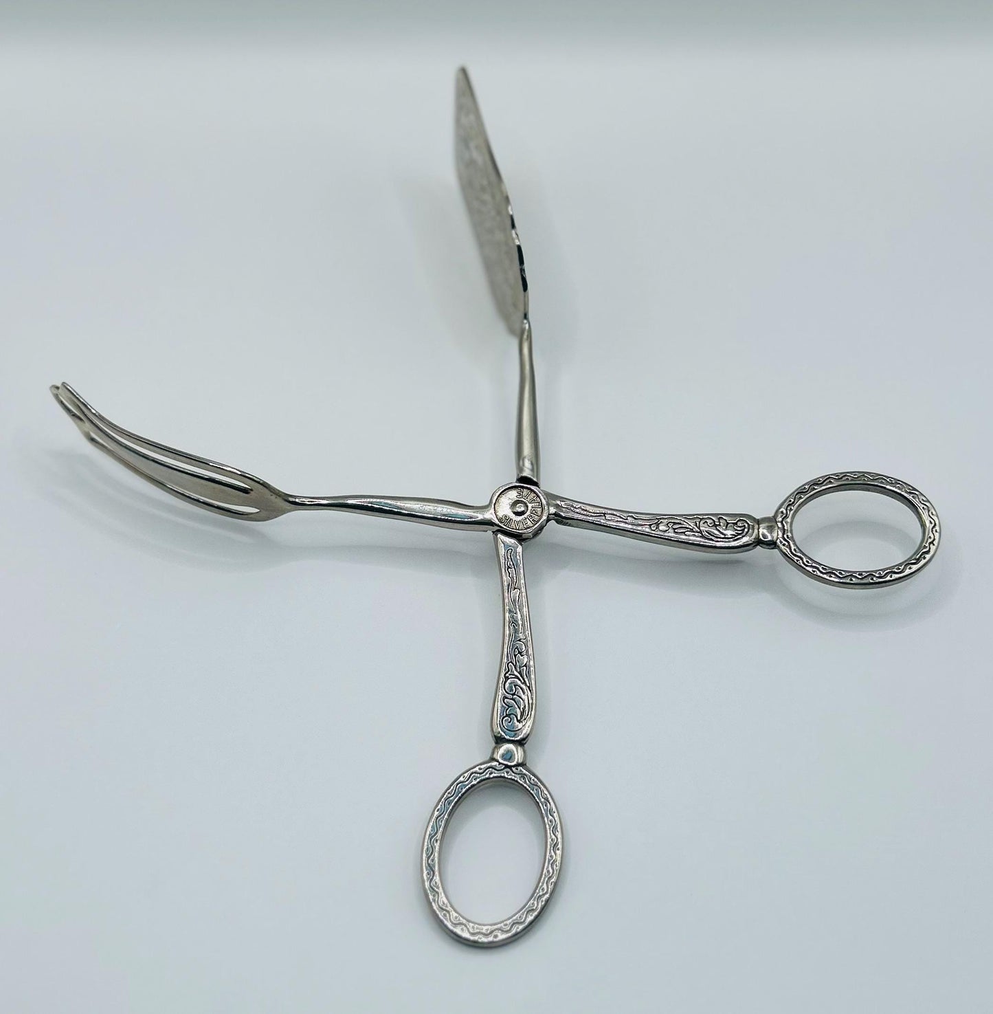 Silver Plated Pastry Tongs, Vintage Flatware And Silverware, Ideal For Cake Serving