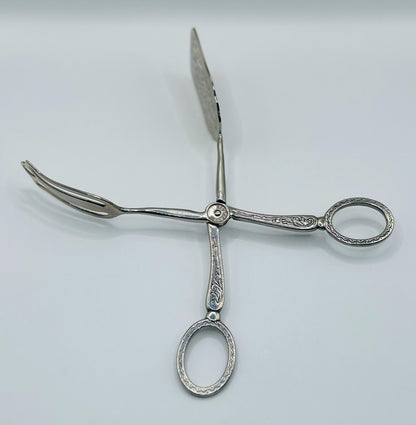 Silver Plated Pastry Tongs, Vintage Flatware And Silverware, Ideal For Cake Serving