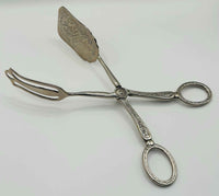 Vintage Silver Plated Pastry Tongs Ideal For Cake Serving