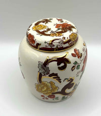 Vintage Mason's Lidded Jar With Hand Painted Floral Pattern