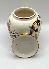 Vintage Mason's Lidded Jar With Hand Painted Floral Pattern