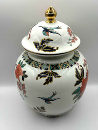 Vintage Lidded Jar With Peonies Pattern | James Kent | Made In England