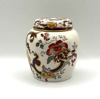 Vintage Mason's Lidded Jar With Hand Painted Floral Pattern