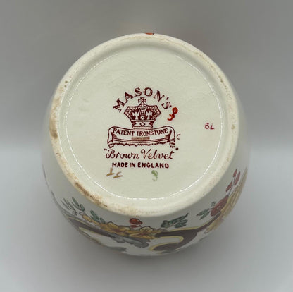 Vintage Lidded Jar By Mason's With Printed And Hand Painted Floral Pattern