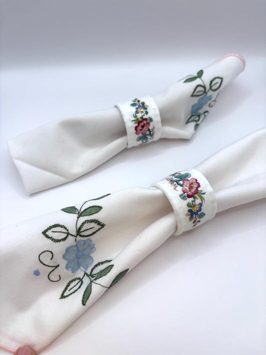 Porcelain Napkin Rings By Ming Rose Coalport With An Elegant Floral Rose Pattern Made In The UK