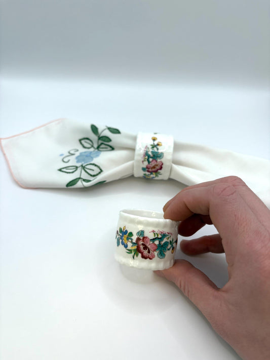 Porcelain Napkin Rings By Ming Rose Coalport With An Elegant Floral Rose Pattern Made In The UK