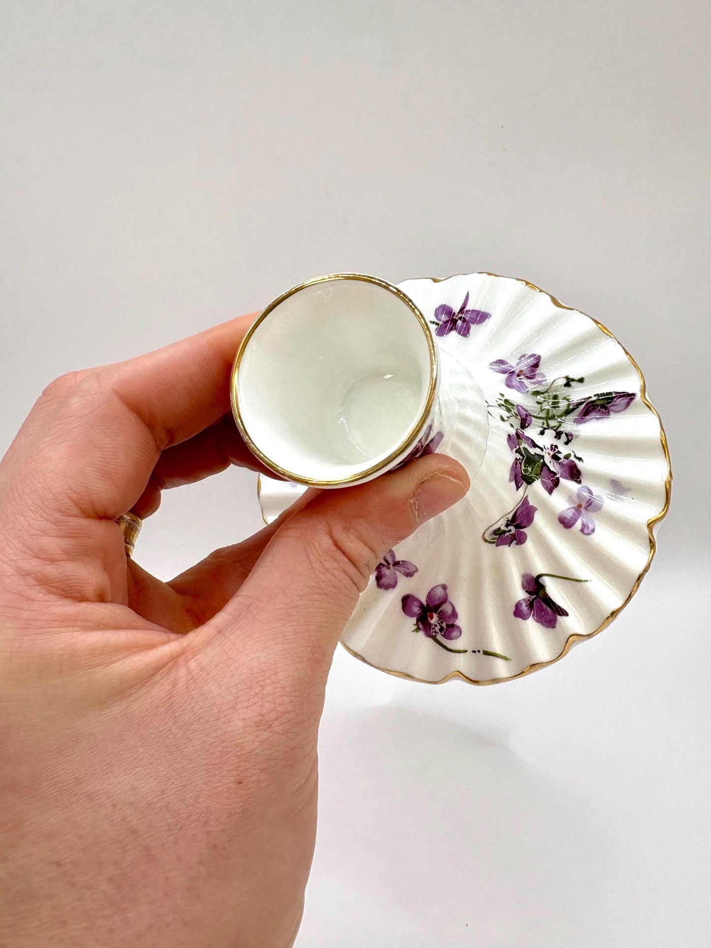 Hammersley Ceramic Candle Holder – Victorian Violets, Bone China, England, Vintage