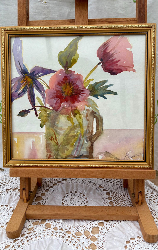 original red flower painting in watercolor1