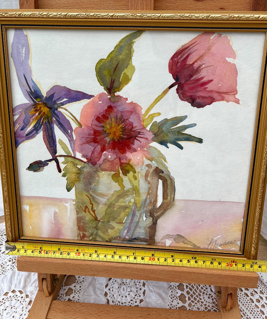 original red flower painting in watercolor2