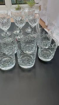 Royal Albert Cut Crystal Glasses — Set of 12, Wine & Whisky, 20th Century