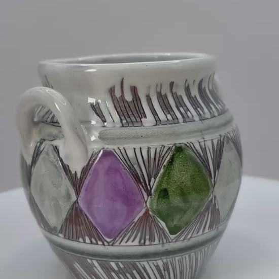 1960s Laholm Swedish pottery pot by Nils Larsson with twin handles