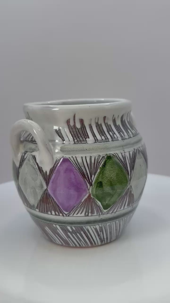 1960s Laholm Swedish pottery pot by Nils Larsson with twin handles