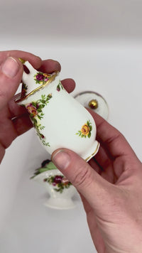 Set of 3 Royal Albert Old Country Roses Ornaments – Urn, Bell and Basket