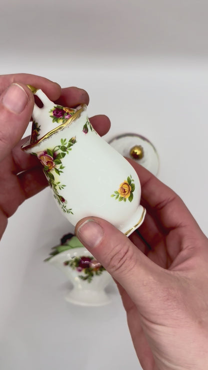 Set of 3 Royal Albert Old Country Roses Ornaments – Urn, Bell and Basket