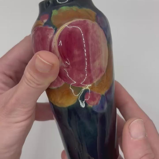 360 view of Shelley Moorcroft Style Pomegranate Vase by Eric Slater showing full color and detail