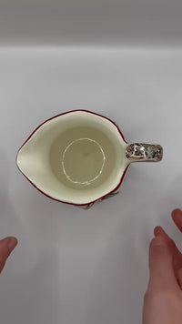 360-degree view of antique Wedgwood Queen's Ware willow pattern jug